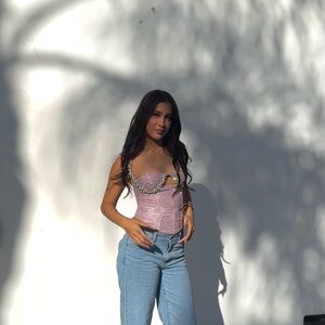 White Fox Pink Corset Top